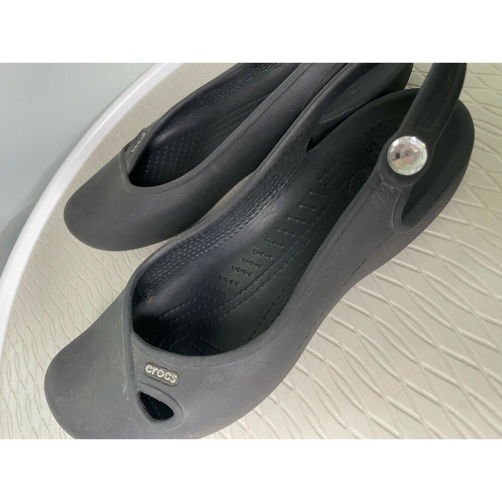 Crocs Women’s Olivia II Slingback Ballet Flats US 7 Black Comfort Slip On Jewel - Picture 2 of 11